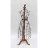 Decorative Mannequin comprising a wire work body on a painted pine tripod stand, 151cm