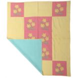 Circa 1935 Canadian Quilt Appliquéd and Embroidered with Daffodils, mounted on pink cotton panel