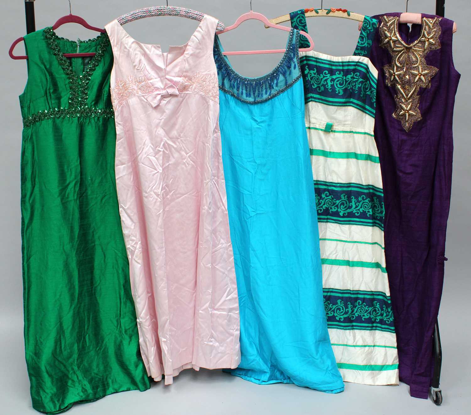 Assorted Circa 1960s Ladies Full Length Evening Dresses, comprising Carnegie of London blue, green - Image 2 of 25