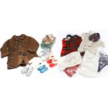 Assorted Children's Costume, comprising a late 19th century boys brown wool coat with faux turn back