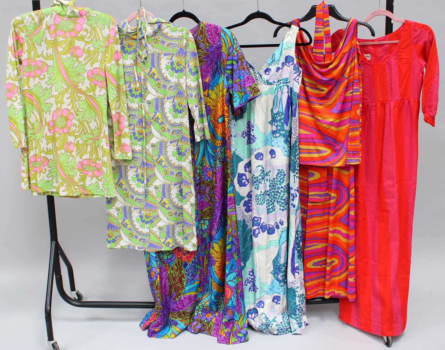 Circa 1960-70s Ladies Day and Evening Costume, comprising a Colin Glascoe multi-coloured silk full - Image 3 of 23