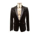 Circa 2013 DSquared Black Velvet Evening Jacket with silk lapels, single button fastening, three