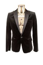 Circa 2013 DSquared Black Velvet Evening Jacket with silk lapels, single button fastening, three