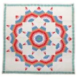 Circa 1890 Star of Bethlehem or Lone Star North Country Quilt, comprising multi coloured diamond