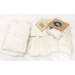 Decorative White Linen Cushions and Cases, comprising five linen cushions of various sizes