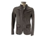 Circa 2008 Lanvin Mole/Grey Soft Suede Jacket with zipped fastening, two front pockets, mandarin