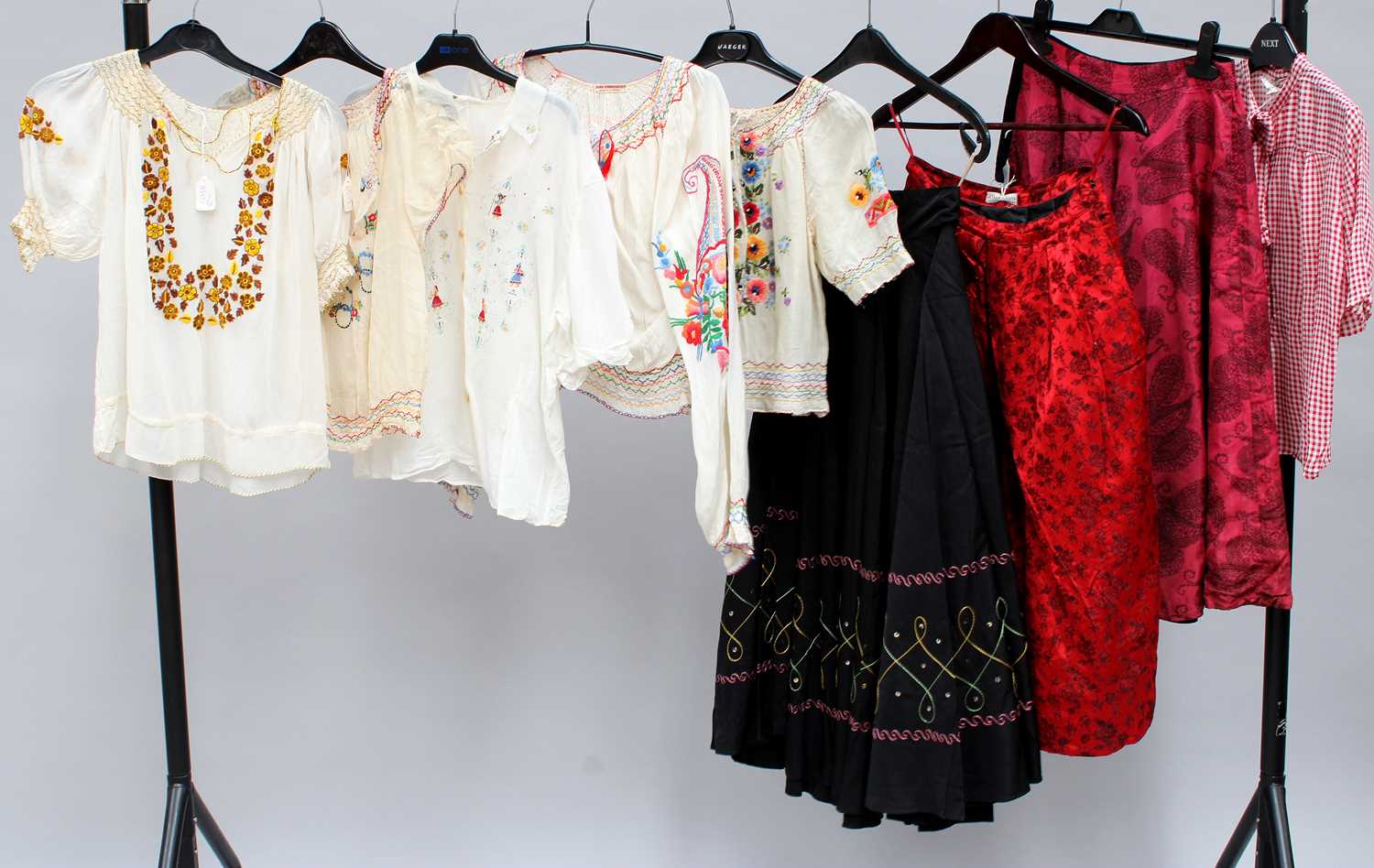 Circa 1950-60s Ladies Costume, comprising five Hungarian cotton muslin embroidered tops with long - Image 2 of 35