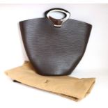 A Louis Vuitton Noctambule Brown Leather Epi Tote Bag, with brown and cream graduated resin handles,