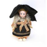 SFBJ Paris Googly Eye Bisque Head Doll, impressed '245', with sleeping blue eyes, original plaited