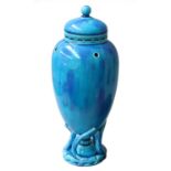 A Minton Turquoise Glaze Pot Pourri Vase and Cover, impressed mark and date code for 1870 (a/f)