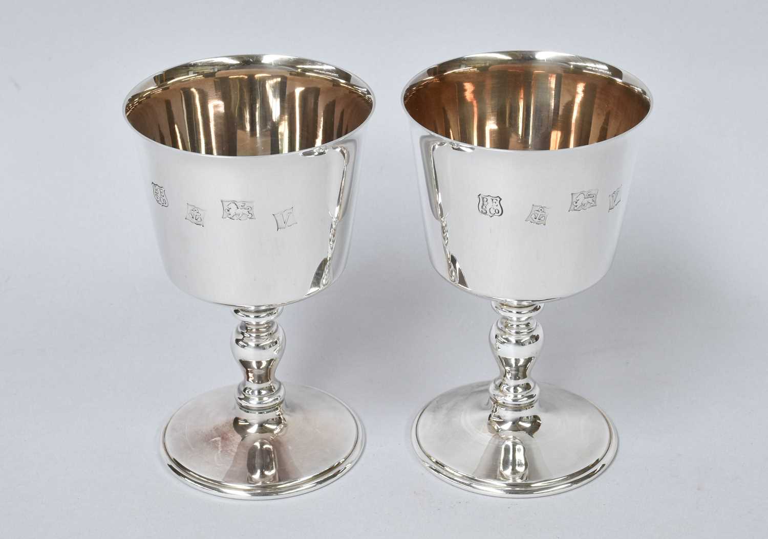 A Pair of Elizabeth II Silver Goblets, by Barker Ellis Silver Co., Birmingham, 1970, in the