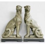 A pair of Reproduction Art Deco style sitting Panthers