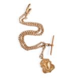 A 9 Carat Gold Medallion on Watch Chain, chain stamped '9' and '.375', chain length 41cmGross weight