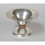 A Dutch Silver and Wood Bowl, Makers Mark CBJ, 1953, the bowl tapering, the spreading foot with wood