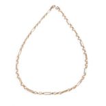 A 9 Carat Gold Fancy Link Necklace, length 41.5cmGross weight 8.0 grams.