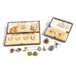 A Quantity of Buttons, Cufflinks and Dress Studs, including two diamond and mother-of-pearl dress