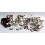 A Collection of Assorted Silver, including a set of four Elizabeth II silver wine-coasters; three