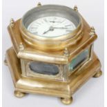 A Modern Brass Octagonal Table Timepiece, height 13.5cm high, width 19cm