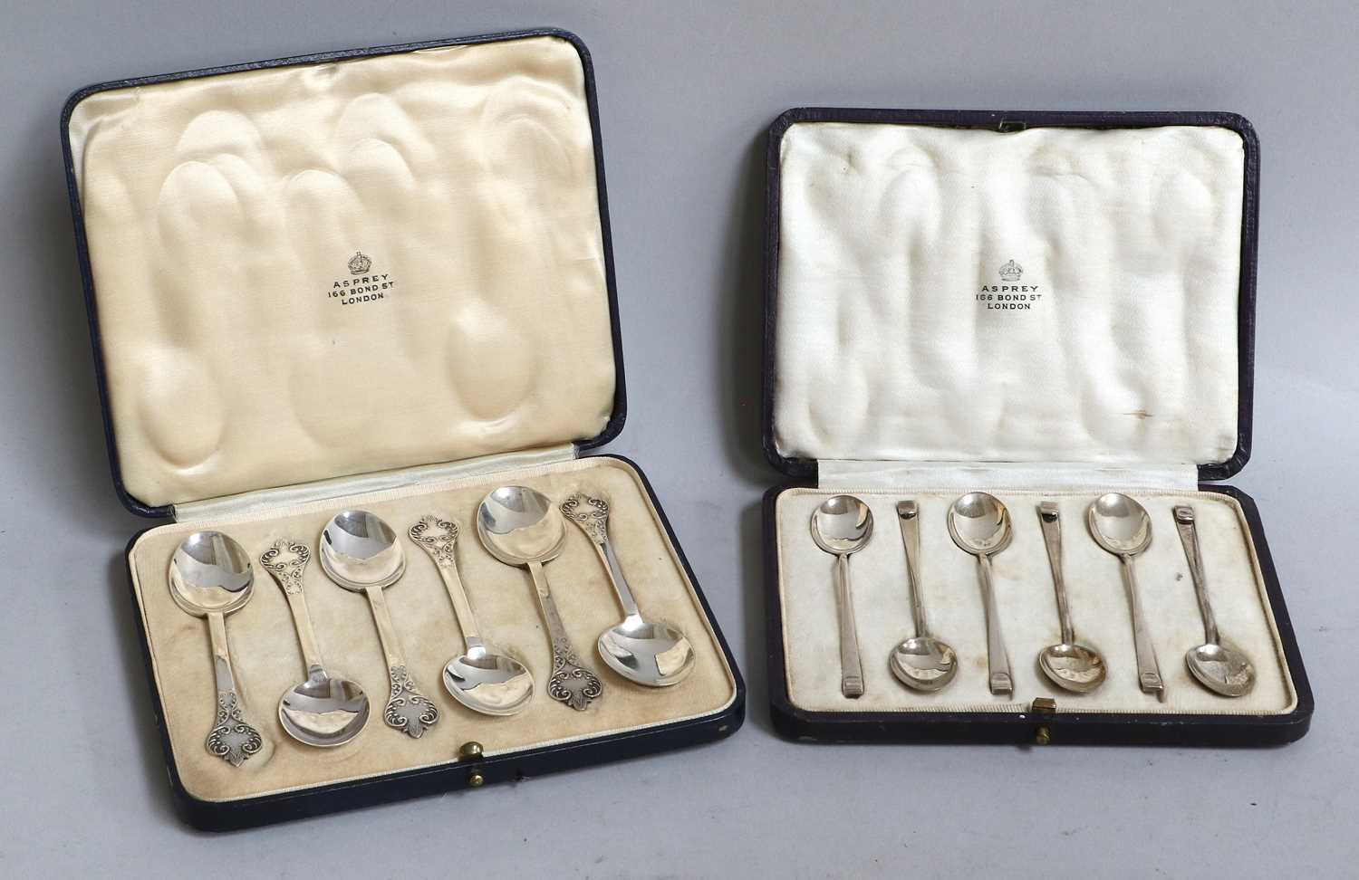 Four Cased Sets of Six Silver Teaspoons or Coffee-Spoons, one set Old English pattern, engraved with - Image 3 of 3