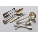 A Collection George III and Later Silver Flatware, comprising 2 Old English pattern table-spoons,