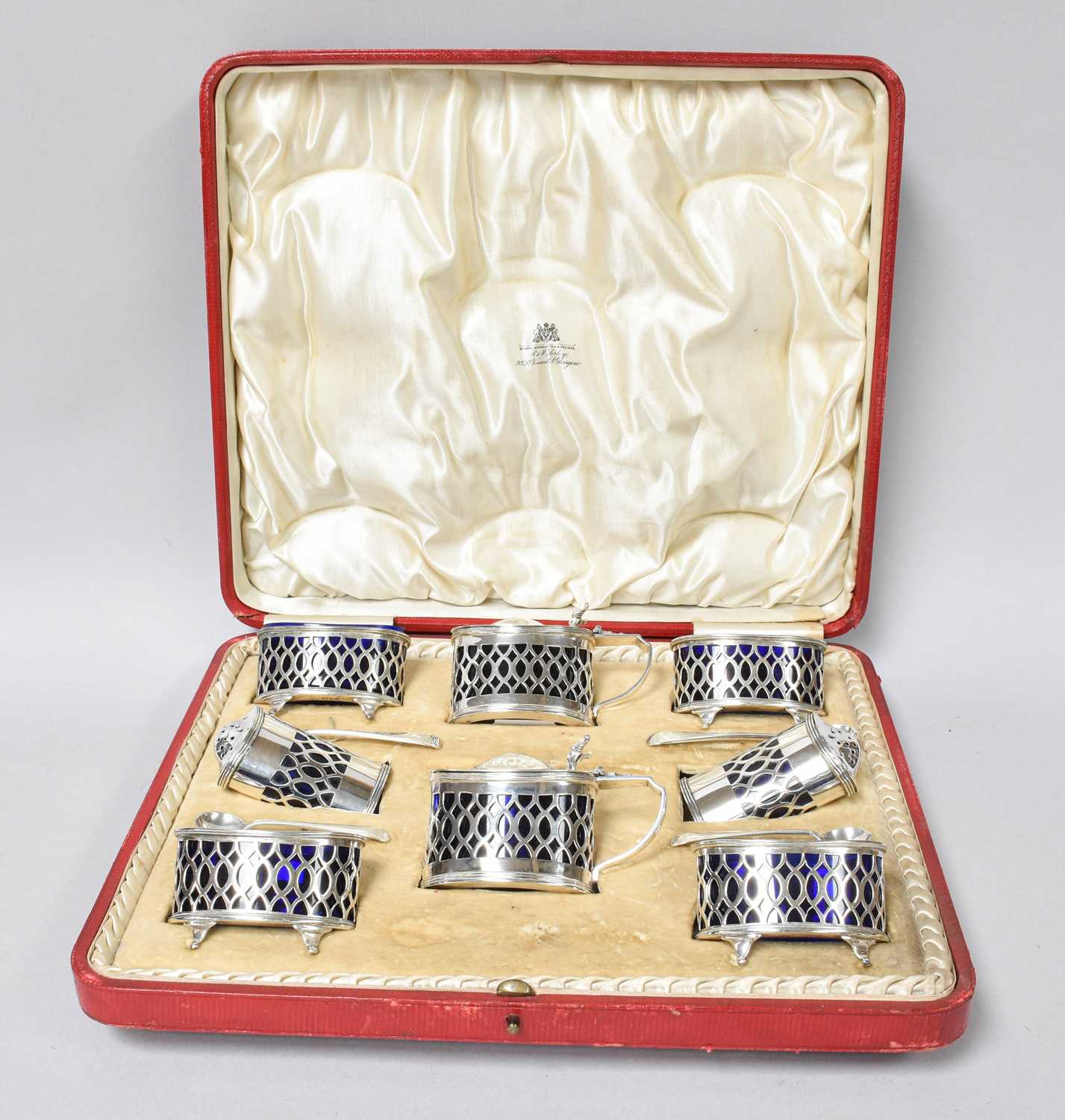 A Cased Edward VII Silver Condiment-Set, by William Henry Stokes and Arthur George Ireland, Chester,