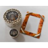 Three Silver-Mounted Tortoiseshell Items, comprising a dressing-table box with openwork border, by