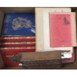 A Selection of Miniature Shakespeare Books, in the wooden pierced book cabinet, and other books "The