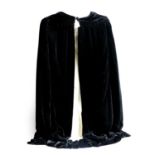 Black Velvet and Ermine Lined Cape, retailers label Bradley's, London