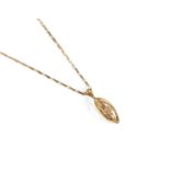 A 9 Carat Gold Rough Diamond Pendant on A 9 Carat Gold Chain, pendant length 2.5cm, chain length