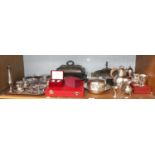 A Collection of Assorted Silver and Silver Plate, the silver including a miniature porringer; a jug,