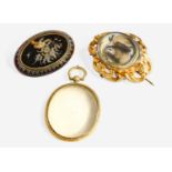 A Hairwork Mourning Brooch, within a scroll frame, measures 5.3cm by 4.2cm; A Locket Pendant (a.f.);