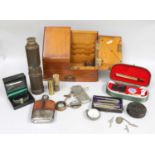 Miscellaneous Items including a silver open faced pocket watch, fob and T-bars, a four draw