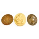 Two Bronzed Medallions and a Composition Portrait Medallion (3)