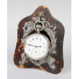 A Silver Mounted Tortoiseshell Pocket Watch Stand; together with A Silver Cased Open Faced Pocket