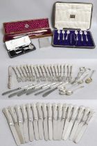 A Collection of Assorted George III and Later Silver Flatware, comprisingA George III Feather Edge