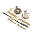 Two Silver Pocket Watches, A Lady's 9 Carat Gold Longines Wristwatch, A 9 Carat Gold Lady's Watch