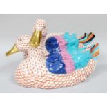 A Herend Porcelain Duck GroupIn good condition throughout. 38cm long.