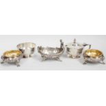 A Collection of Assorted Silver, comprising a pair of Victorian salt-cellars; a mustard-pot and