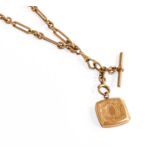 A Watch Chain, suspending a locket, both stamped '9' and '.375', length 36cmThe pieces are in good