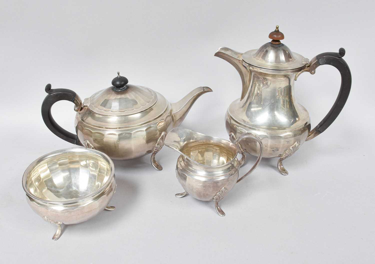 A Four-Piece George V Silver Tea-Service, by Docker and Burn Ltd., Birmingham, 1927, each piece