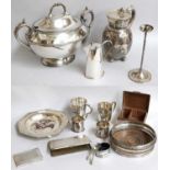 A Collection of Assorted Silver and Silver Plate, the silver including a cigarette-box, with