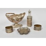 A Collection of Assorted Silver, including a sugar-basket; a glass scent-bottle in an associated