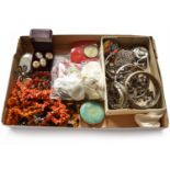 A Quantity of Jewellery, including silver and white metal bangles, charm bracelets, chains etc; a