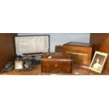 A Silver Dressing Table Set, together with two jewellery boxes etc.