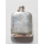 A George V Silver Hip-Flask, by G. and J. W. Hawksley, Sheffield, 1918, curved oblong and engraved