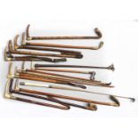 A Collection of Assorted Riding Crops, mainly with antler grips, including bamboo and malacca (15)