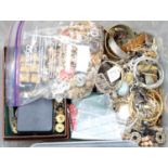 A Quantity of Costume Jewellery, including simulated pearls, various buttons, beaded necklaces,