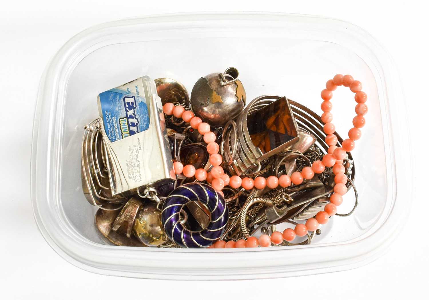 A Quantity of Jewellery, including various silver jewellery, a coral necklace, an enamel pendant