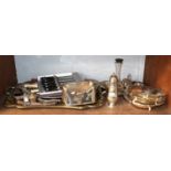 A Collection of Assorted Silver and Silver Plate, the silver including a silver-mounted glass