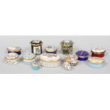 Halcyon Days Enamel Boxes, eleven ovoid and circular examples, a miniature example, and an egg-